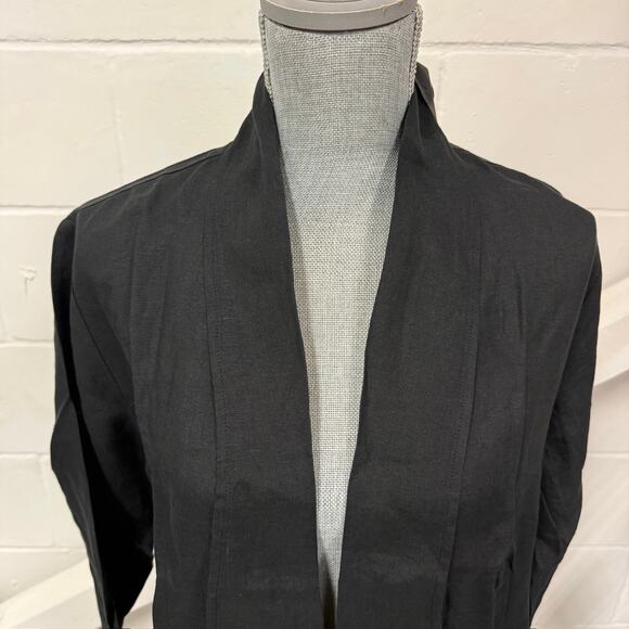 Eileen Fisher Black Organic Handkerchief Linen High Collar Jacket Sz Medium NWT - Picture 3 of 9